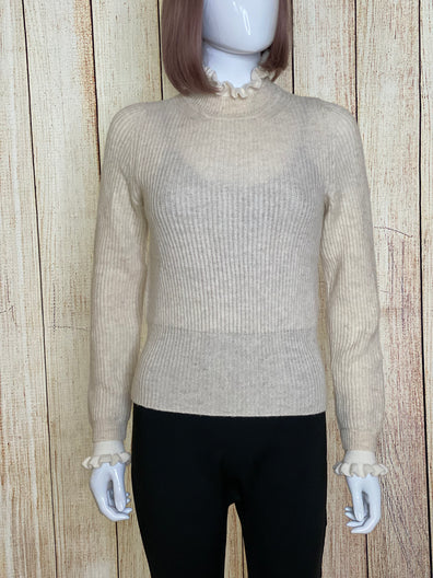 Turtle Neck Frilly Wool Jumper